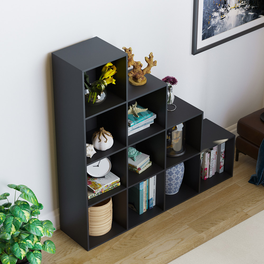 Vida Designs Durham 10 Black Cube Staircase Storage Unit Image 4