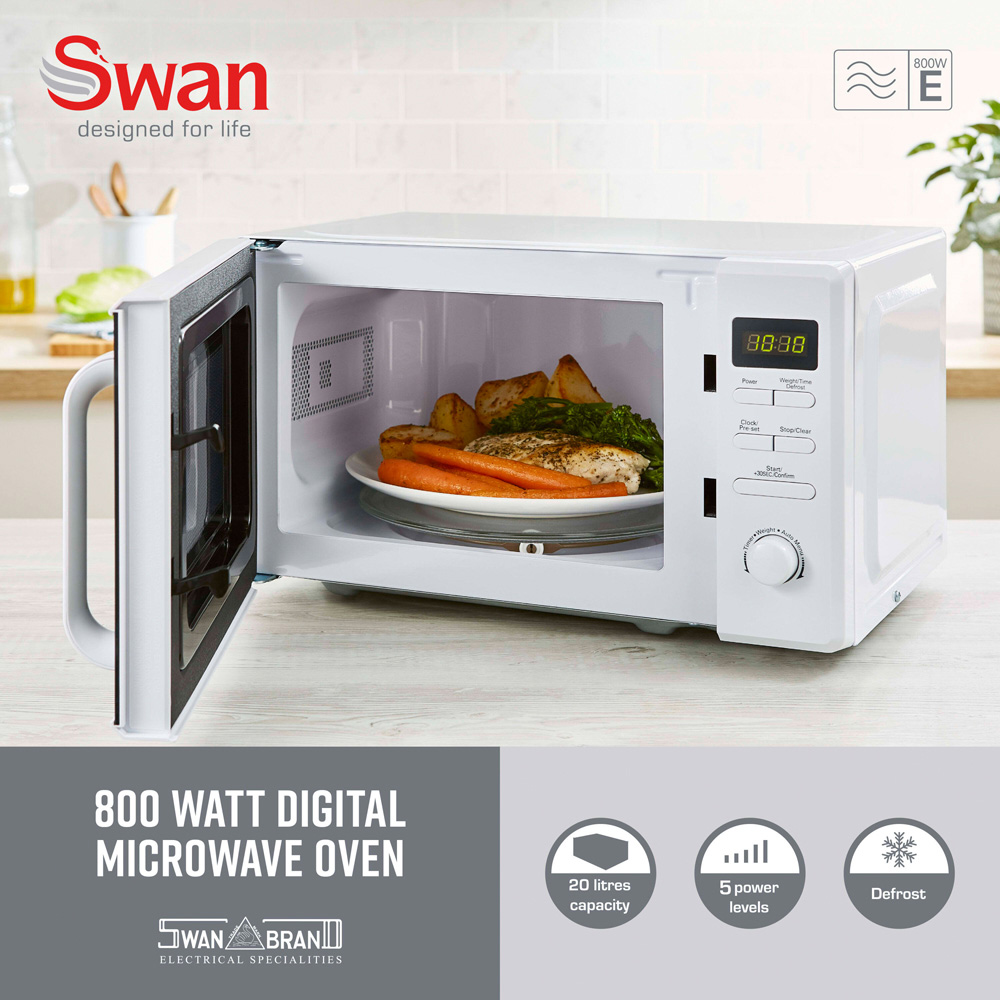 Swan SM4421WHT White Microwave Digital 20L 800W Image 2