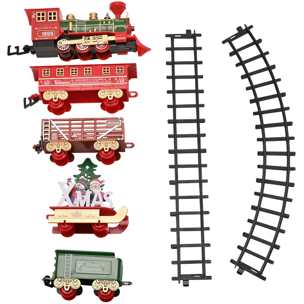 The Seasonal Gift Co. Toy Shop 15 Piece Christmas Train Track with Lights and Sound Image 2