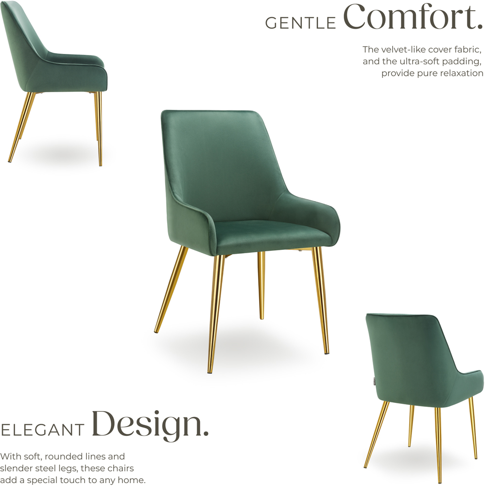 tectake Avane Set of 2 Green Dining Chair Image 3