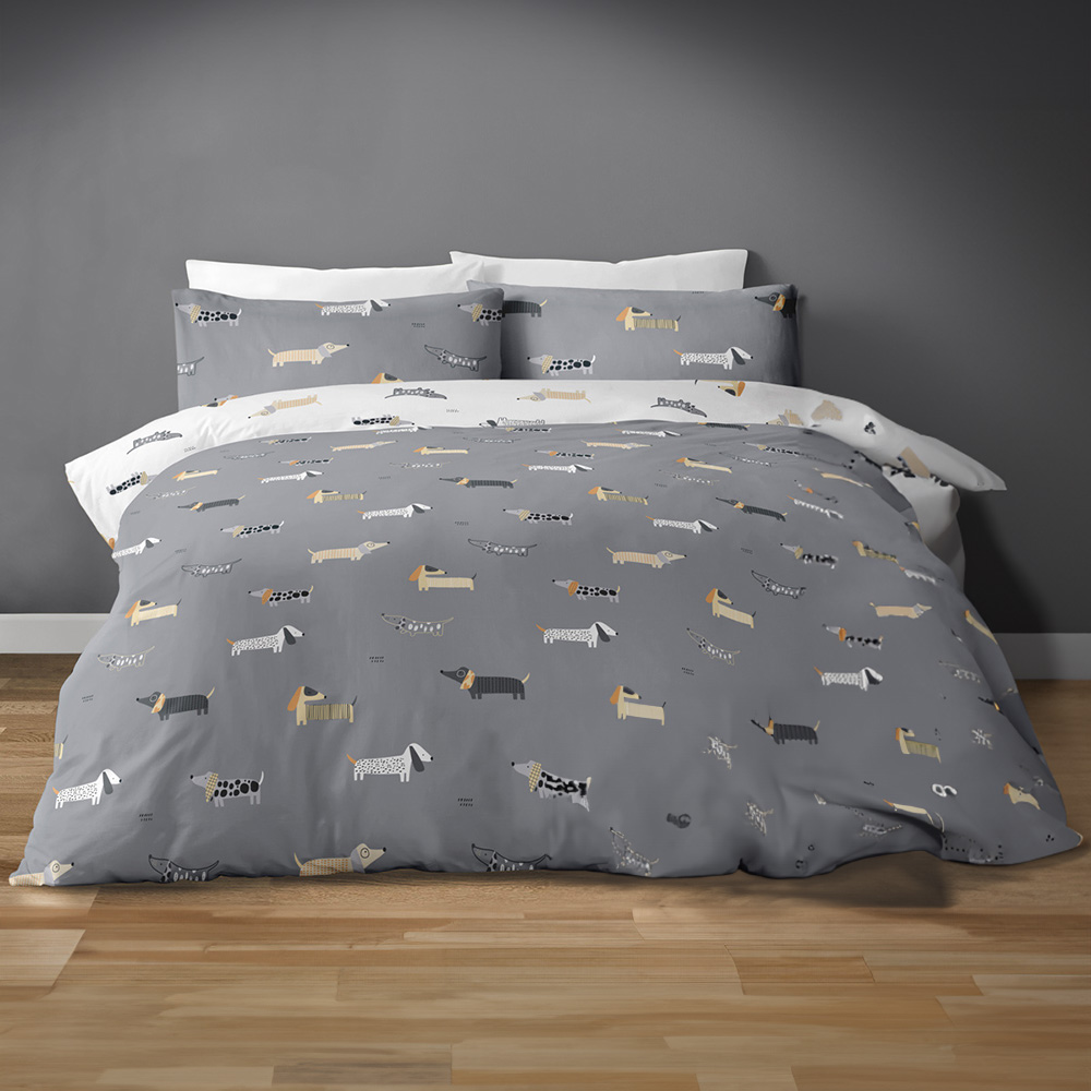 Bellissimo Dachshund Single Grey Duvet Set Image 1