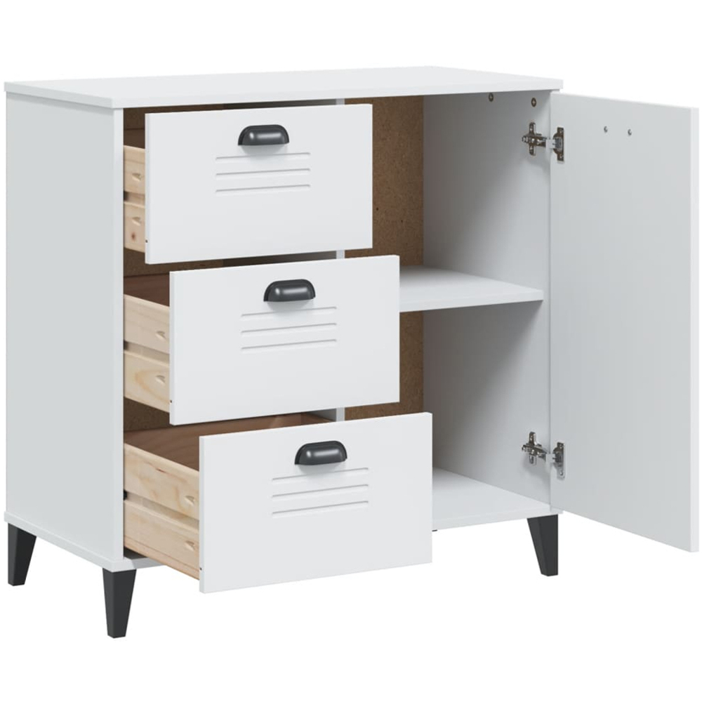 vidaXL Viken Single Door 3 Drawer White Industrial Style Sideboard Image 4
