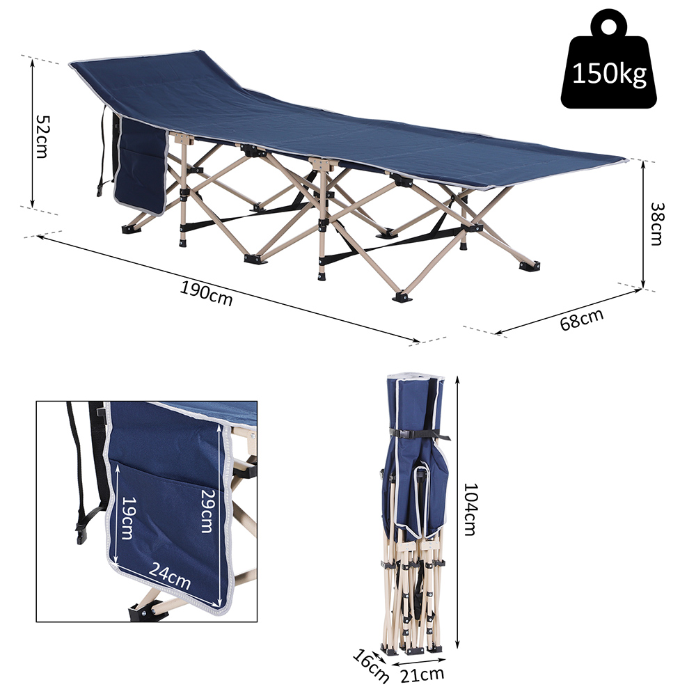 Outsunny Single Folding Camping Bed Blue Image 4