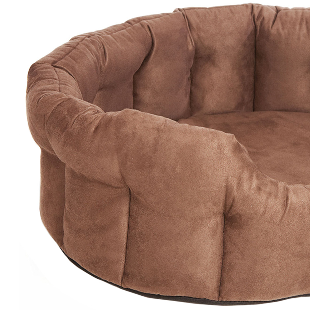 P&L XL Brown Oval Faux Suede Dog Bed Image 2