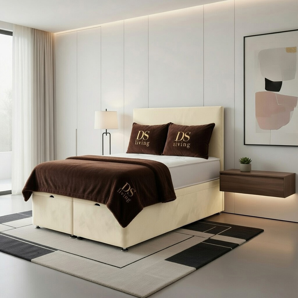 DS Living Prima Single Cream Plush Divan Bed Image 3