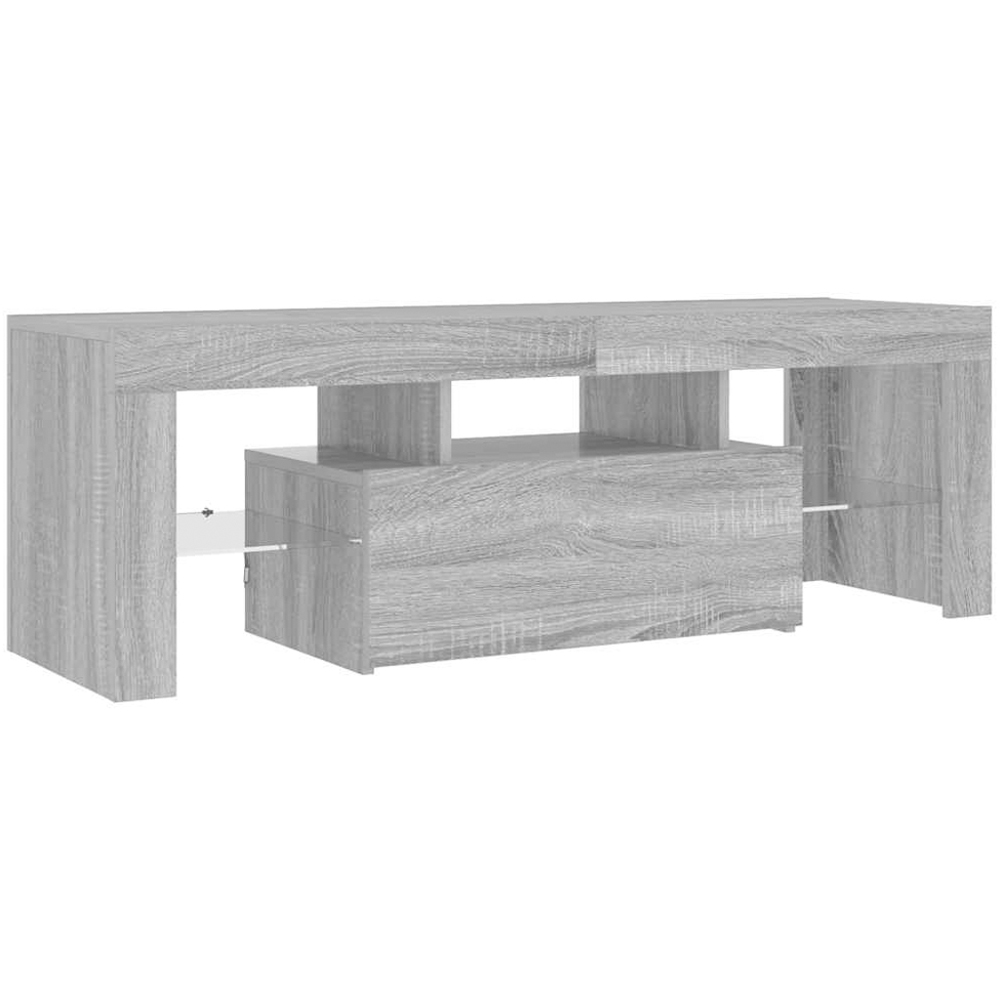 vidaXL Single Drawer 5 Shelf Grey Sonoma TV Cabinet with RGB LED Lights Image 2