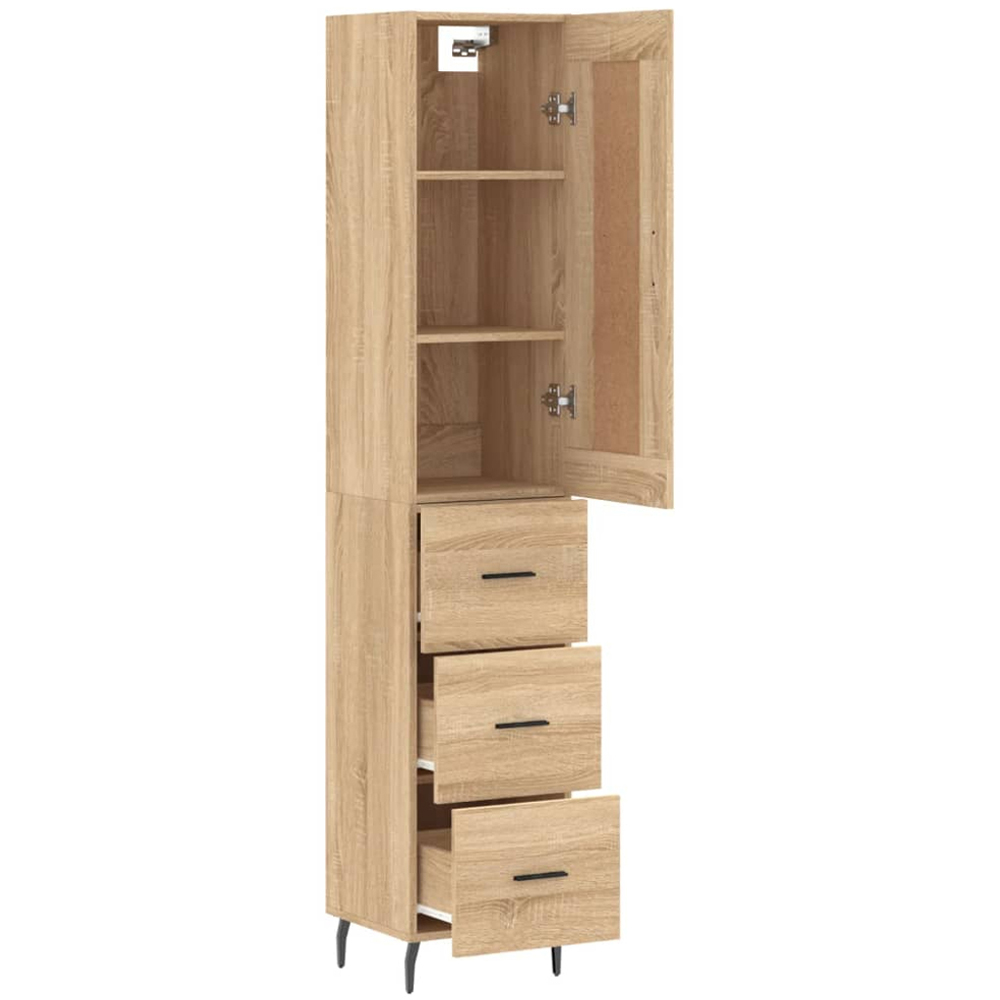 vidaXL Single Door 3 Drawer Sonoma Oak Highboard Image 4