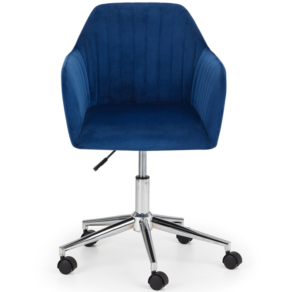 Julian Bowen Kahlo Blue and Chrome Velvet Swivel Office Chair Image 3