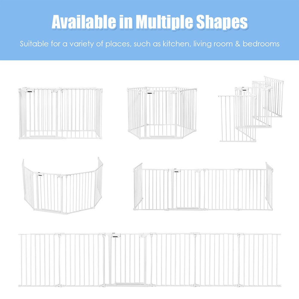 Costway White 8 Panel Metal Foldable Kids Playpen Image 8