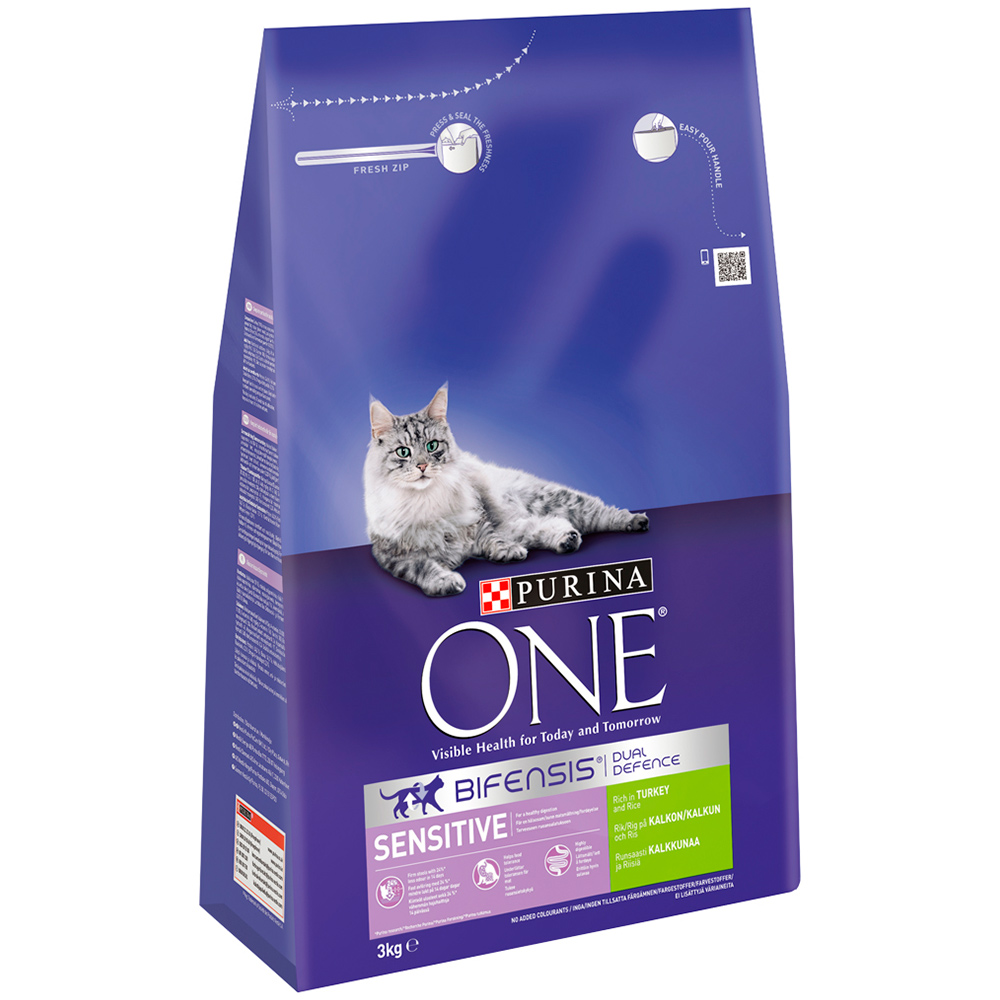 Purina ONE Sensitive Turkey and Rice Dry Cat Food 3kg Image 3