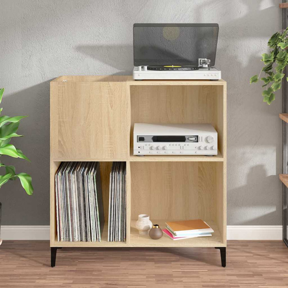 vidaXL 3 Shelf Sonoma Oak Record Cabinet Image 8