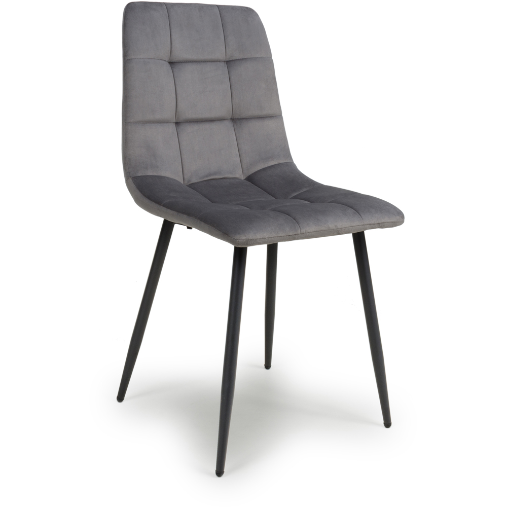 Madison Set of 4 Grey Brushed Velvet Dining Chair Image 2