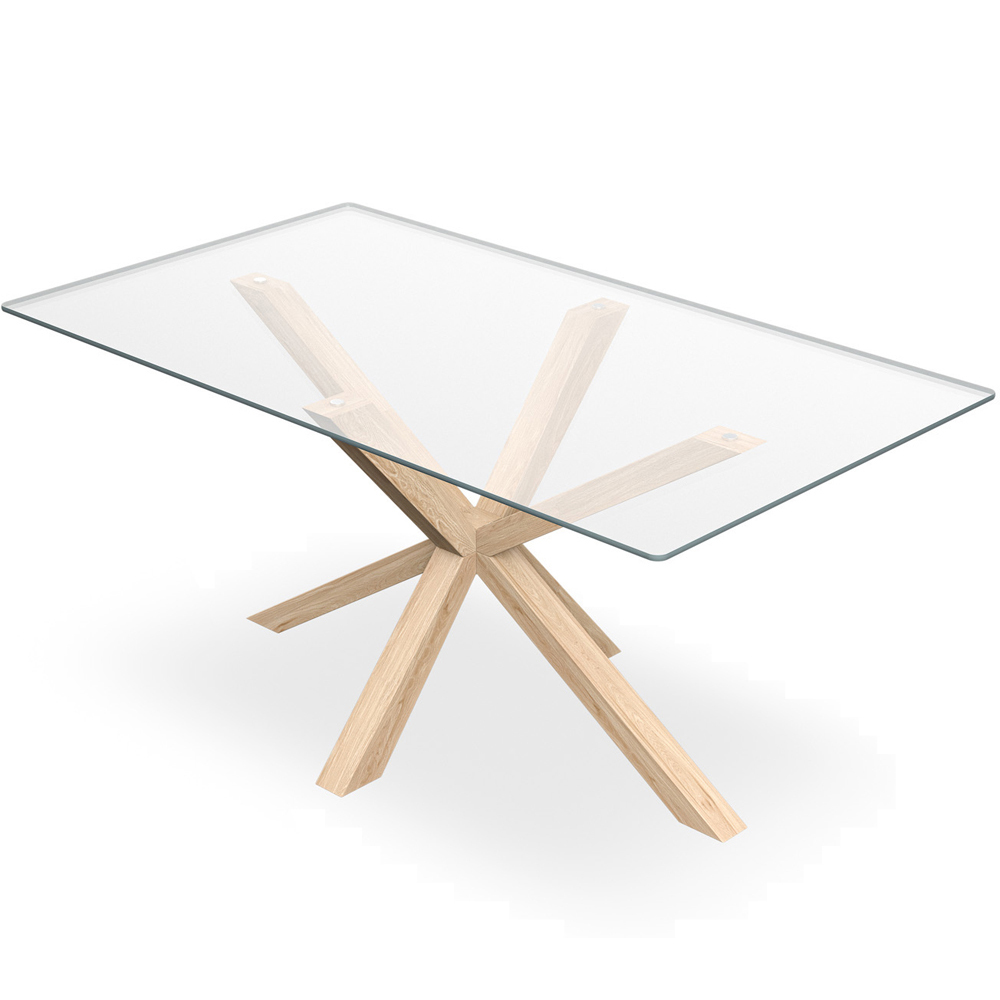 Furniture Online Etta 6 Seater Glass Dining Table with Solid Oak Leg Image 2