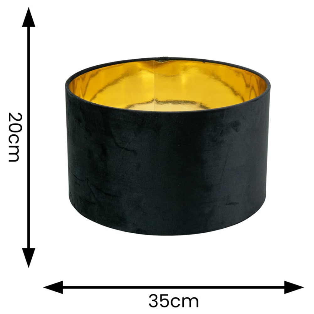 ValueLights Reni Black Velvet and Gold Inner Drum Ceiling Lamp Shade 35cm Image 4
