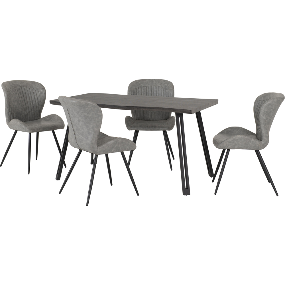 Seconique Quebec 4 Seater Wave Edge Dining Set Black and Grey Image 2