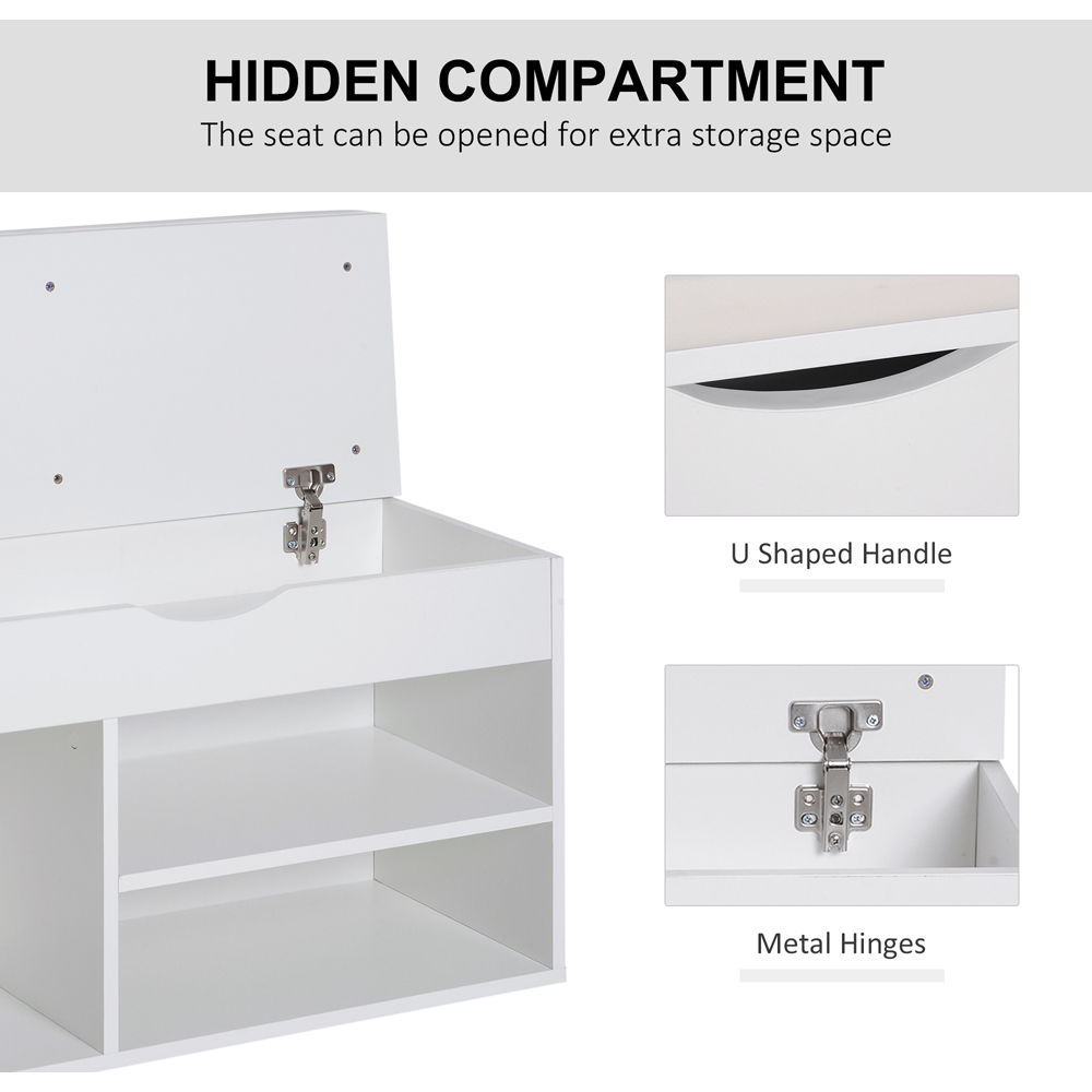 Portland White Wooden Shoe Rack with Storage Seat Image 5