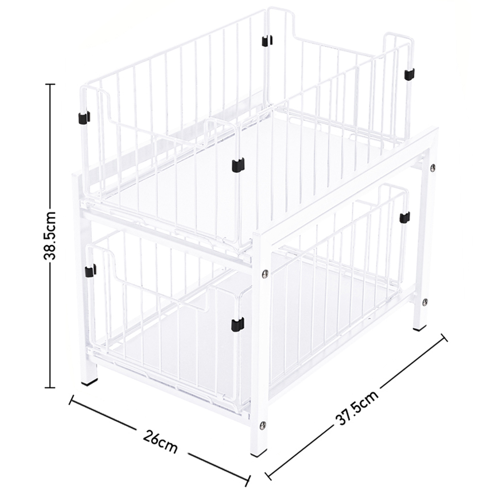 Living and Home 2 Tier Sliding Under Sink Storage Rack Image 8