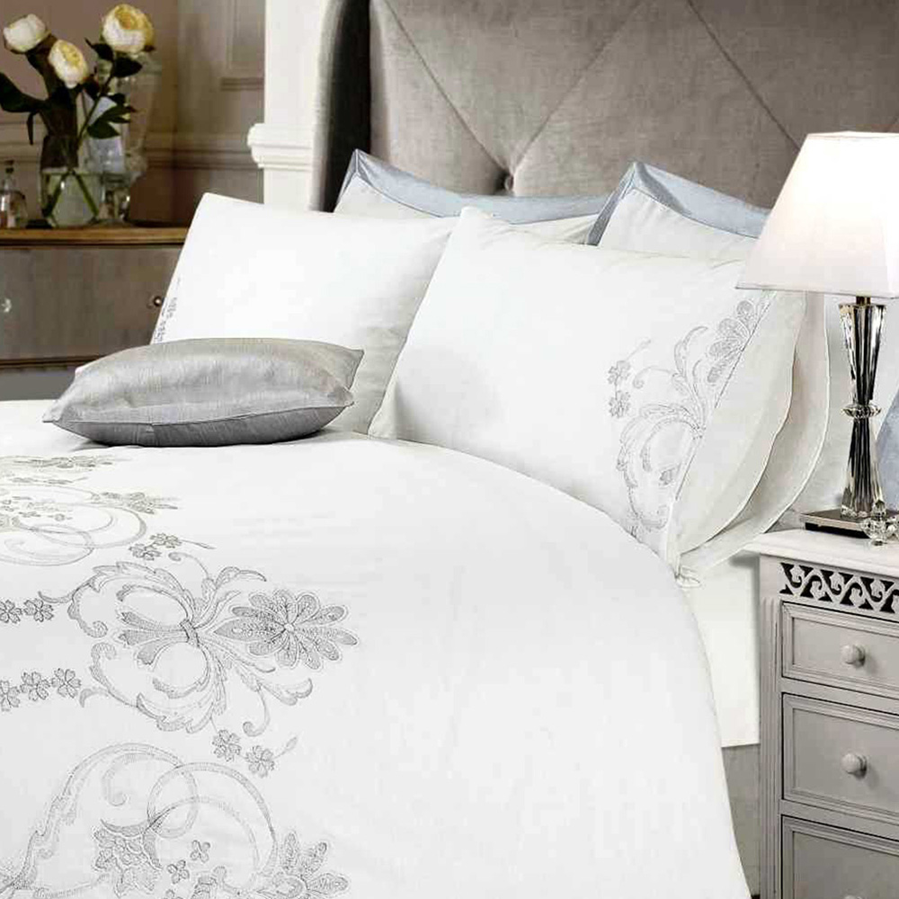 Sweet Dreams Ingram Double Silver Boutique-Inspired Embellished Duvet Cover Set Image 2