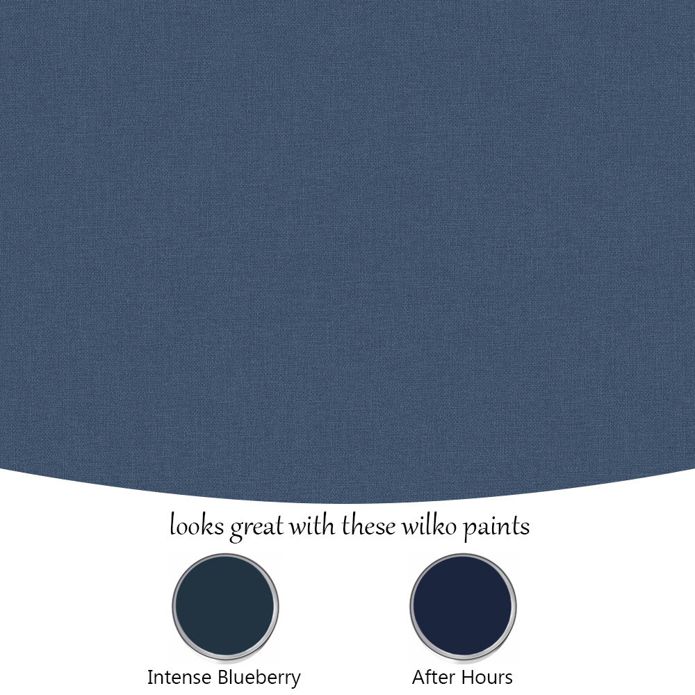 Grandeco Panama Plain Textured Linen Fabric Navy Wallpaper Image 4