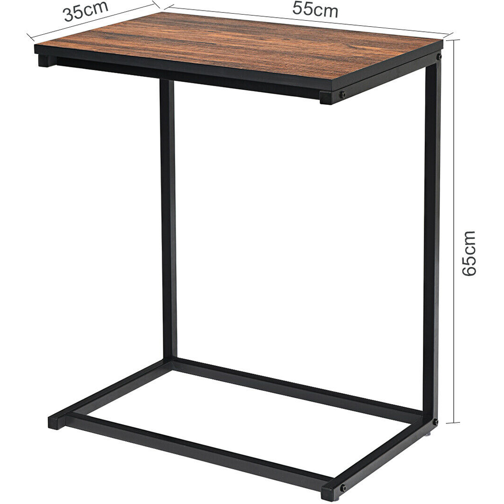 Costway Brown Industrial Styled C Shaped Side Table Image 9
