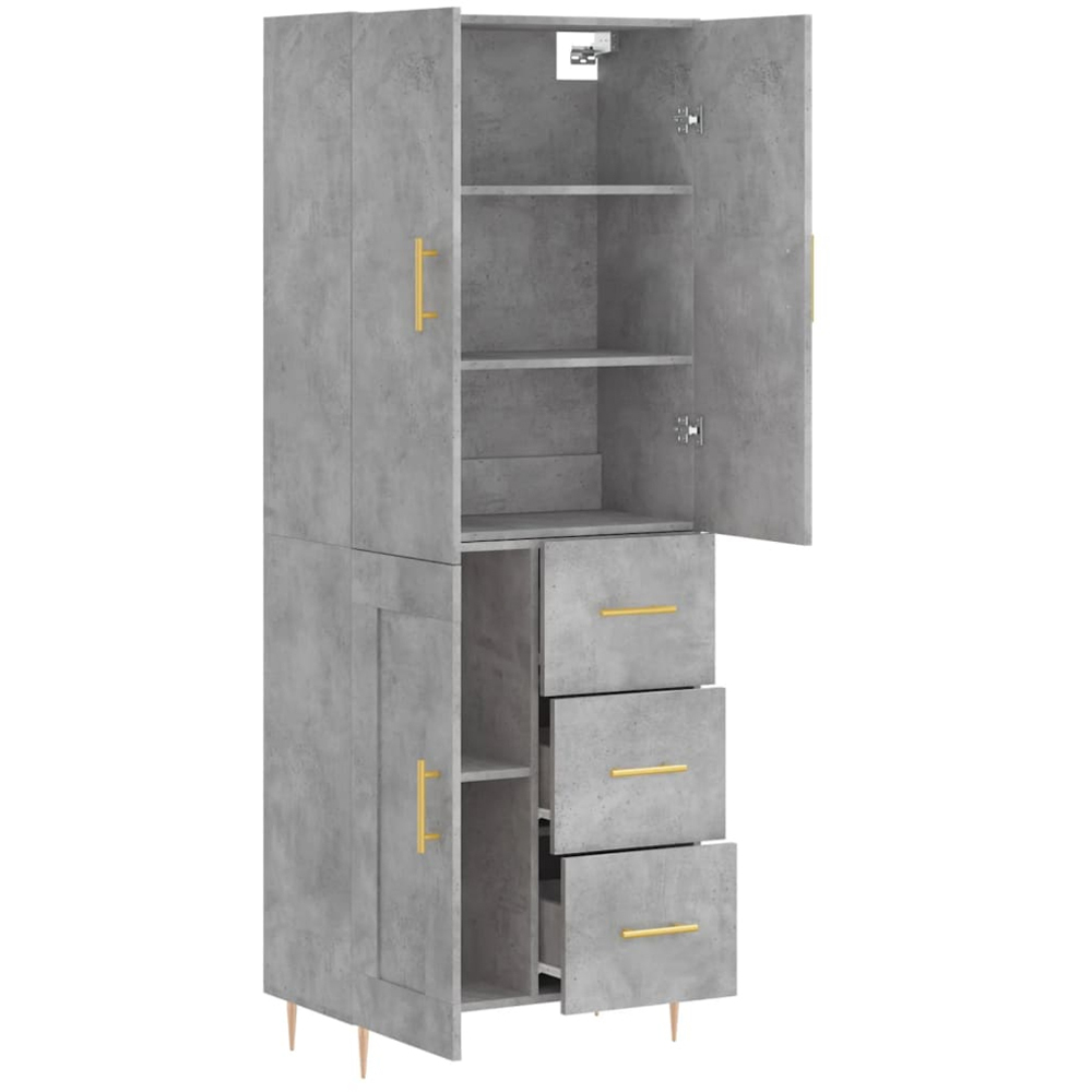 vidaXL 3 Door 3 Drawer Concrete Grey Highboard Image 4