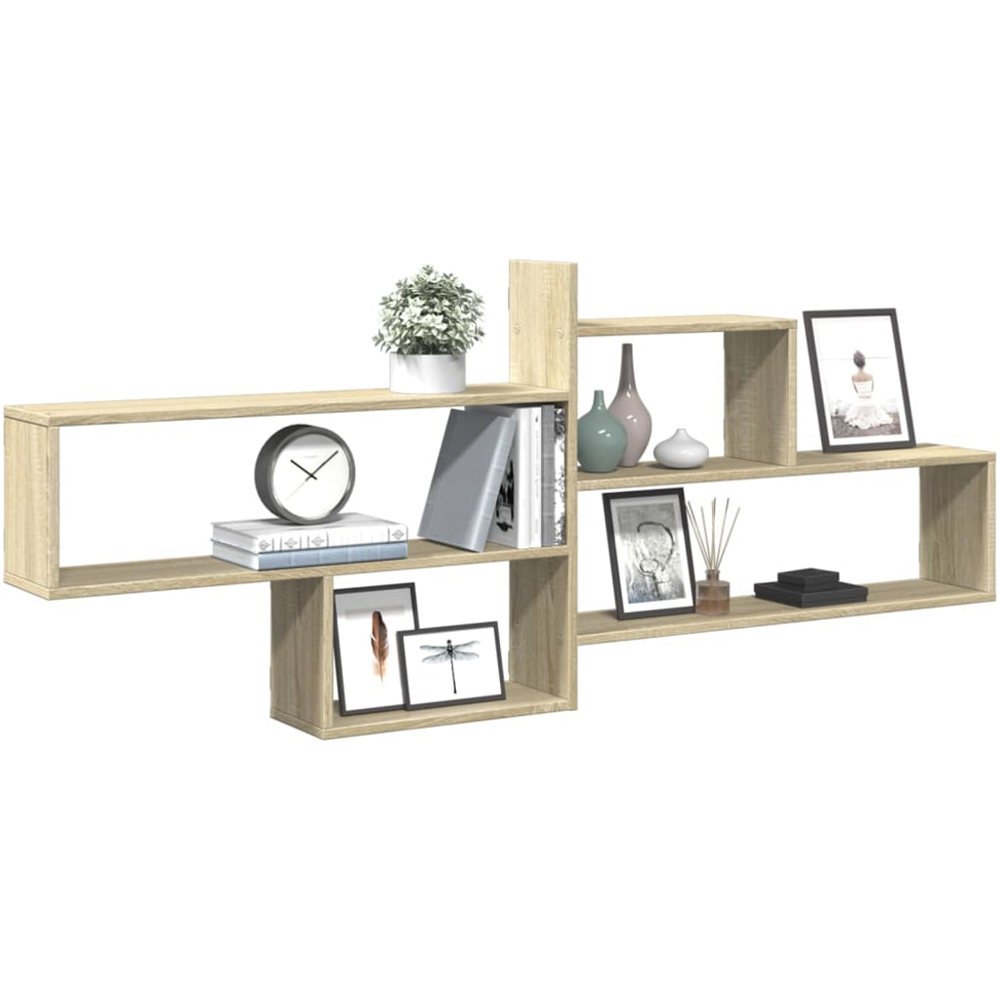 vidaXL 4 Open Compartment Sonoma Oak Wall Shelf Image 2