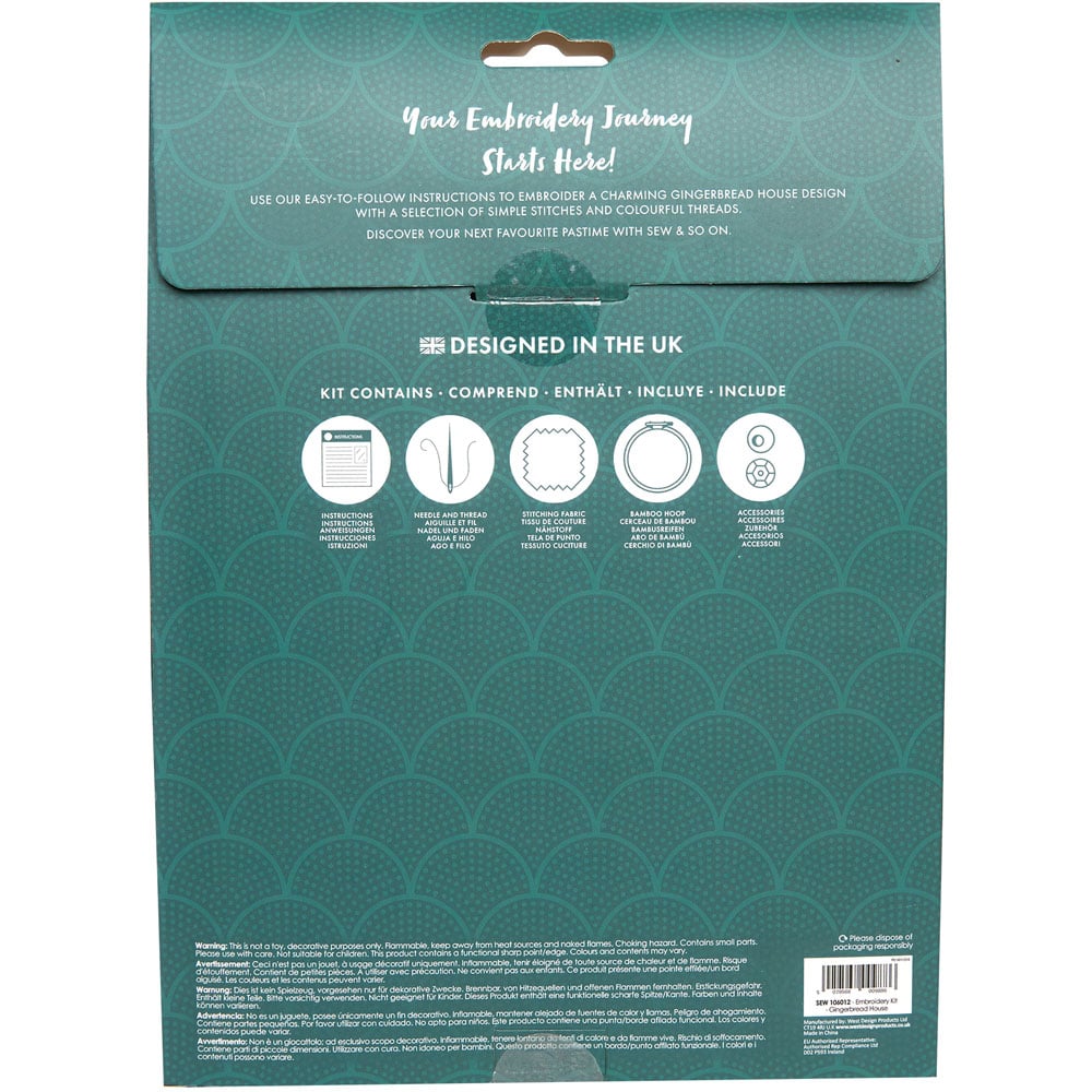 Sew & So On Multicoloured Gingerbread House Embroidery Craft Set 8 inch Image 6