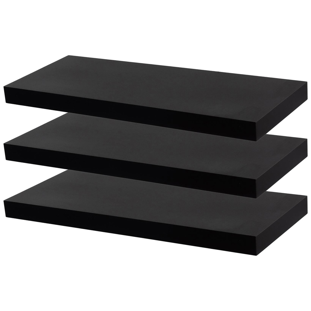 Harbour Housewares 60cm 3 Pack Black Floating Wall Shelf Image 2