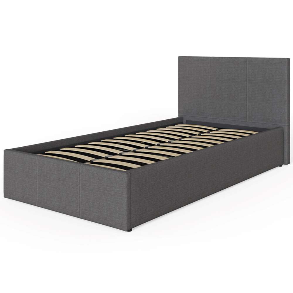 GFW Single Grey Hopsack Fabric End Lift Ottoman Bed with Bonnell Mattress Image 4