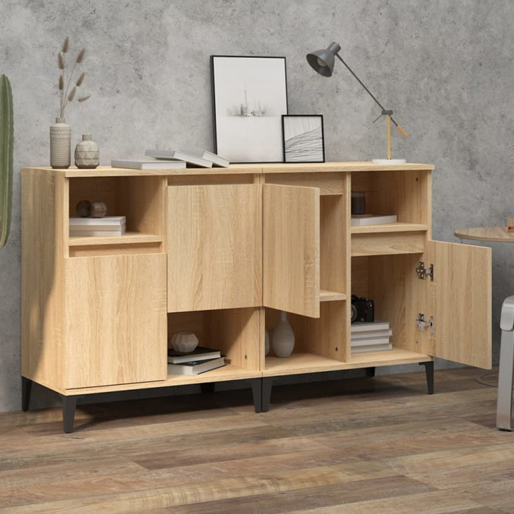 vidaXL 2 Door 2 Shelf Sonoma Oak Sideboard Set of 2 Image 1
