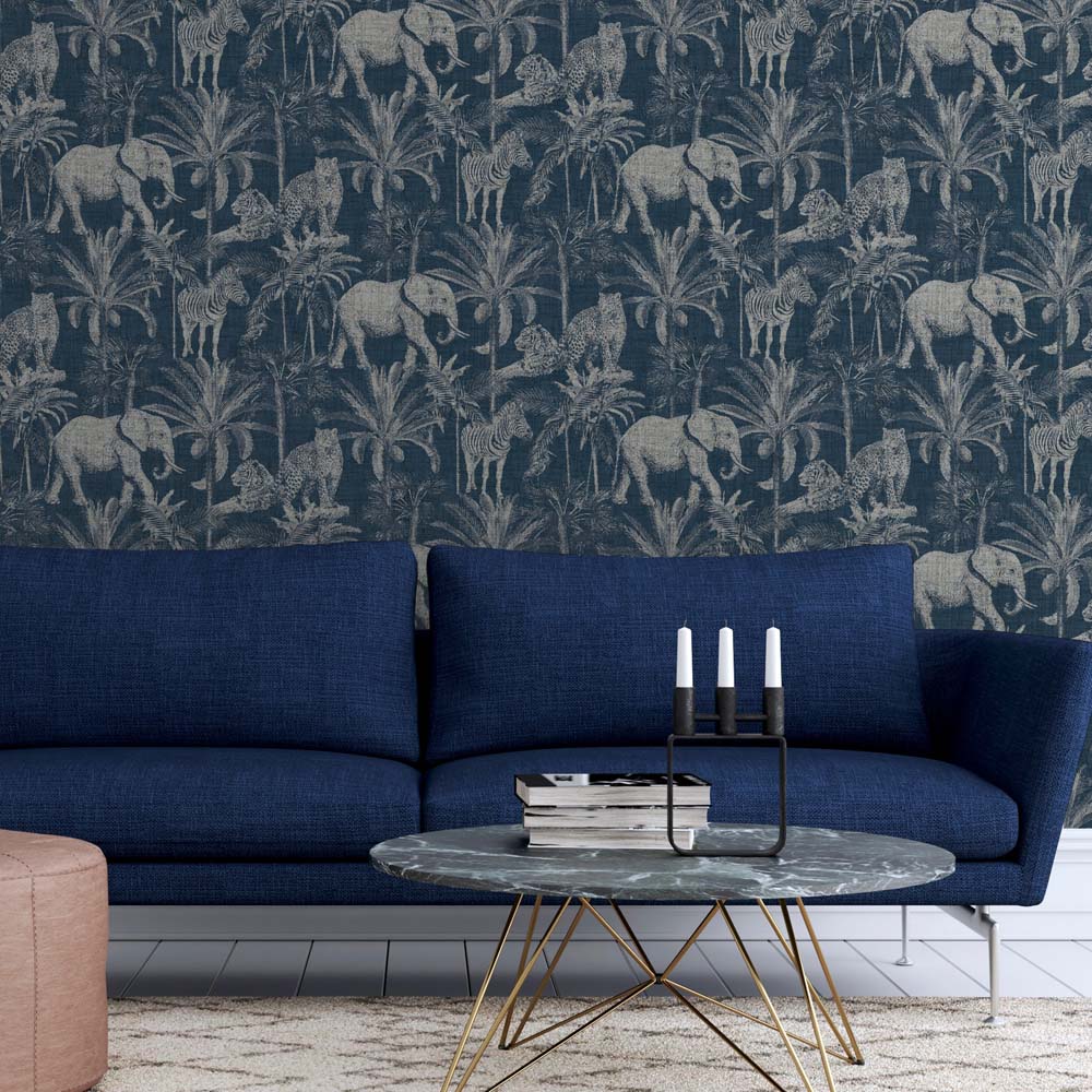Arthouse Animal Safari Navy Blue Wallpaper Image 5