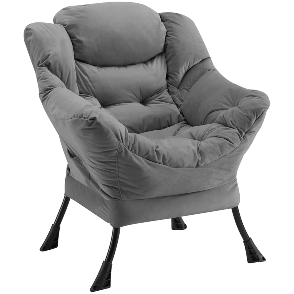 Home Detail Mellow Grey Velvet Lazy Chair Image 2