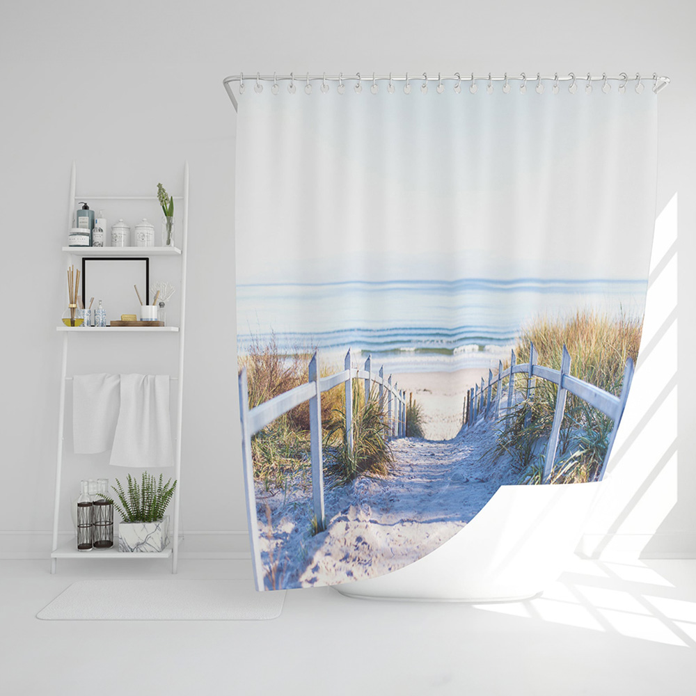 Benjamin Tate Design Blue Path to the Beach at Baltic Sea Shower Curtain 170 x 170cm Image 2