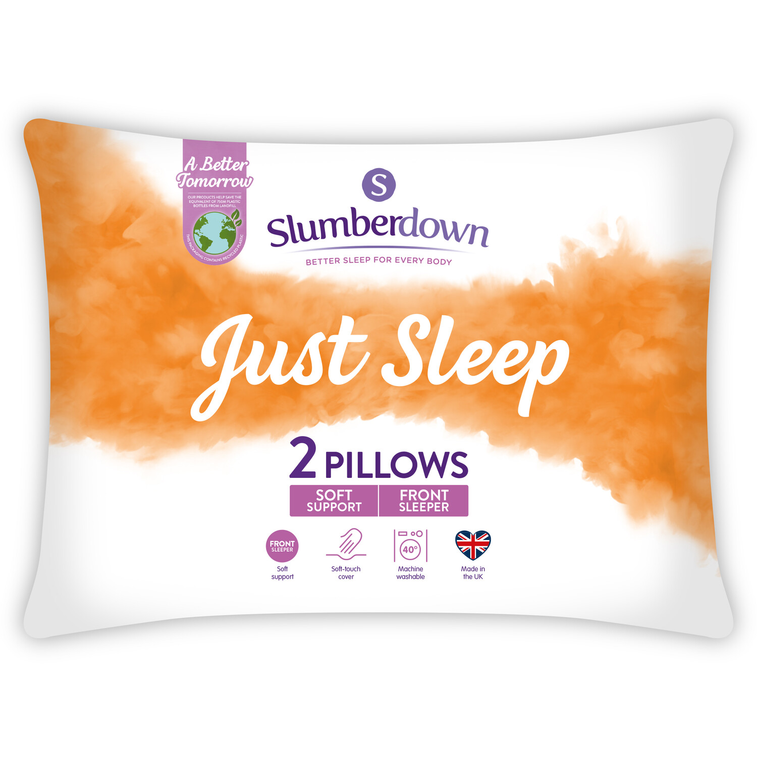 Pack of 2 Slumberdown Just Sleep Pillows Image 1