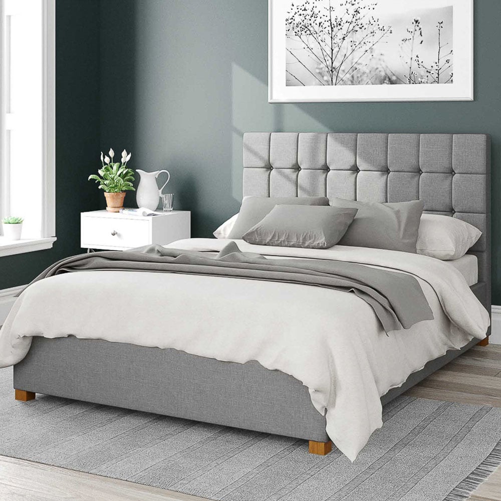 Aspire Sinatra Small Double Grey Eire Linen Ottoman Bed Image 1