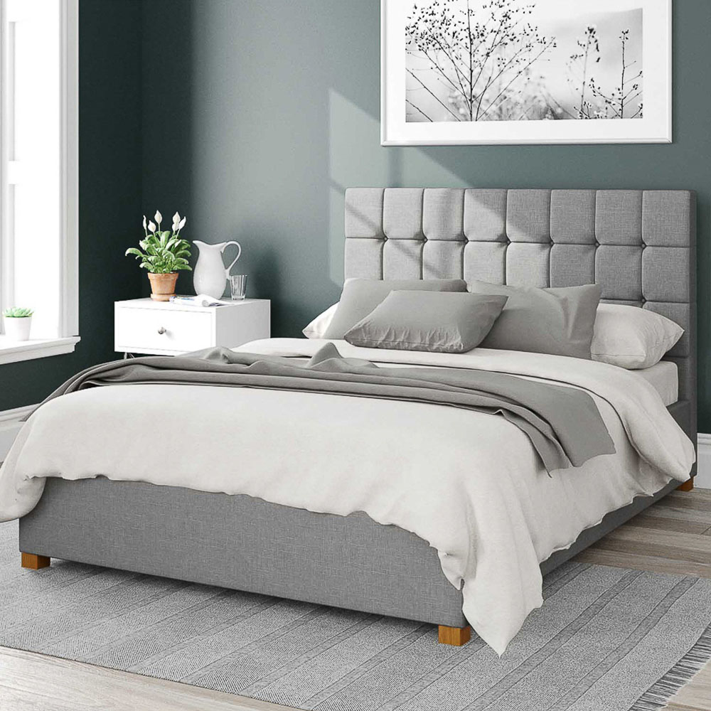Aspire Sinatra Single Grey Eire Linen Ottoman Bed Image 1