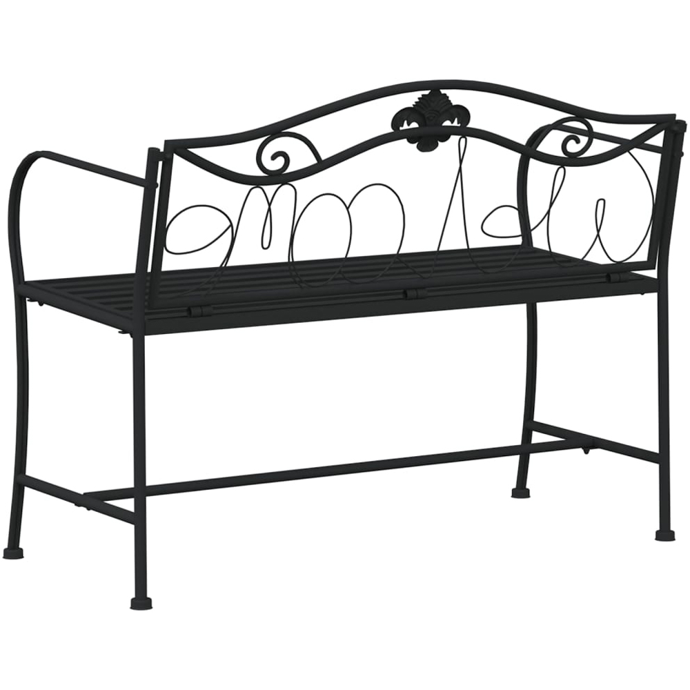 vidaXL 2 Seater Black Metal Garden Bench Image 3