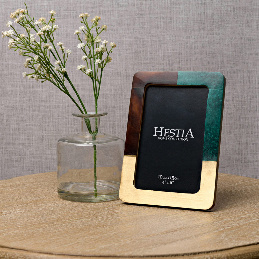 Hestia Green Brown and Gold Photo Frame 4 x 6inch Image 2