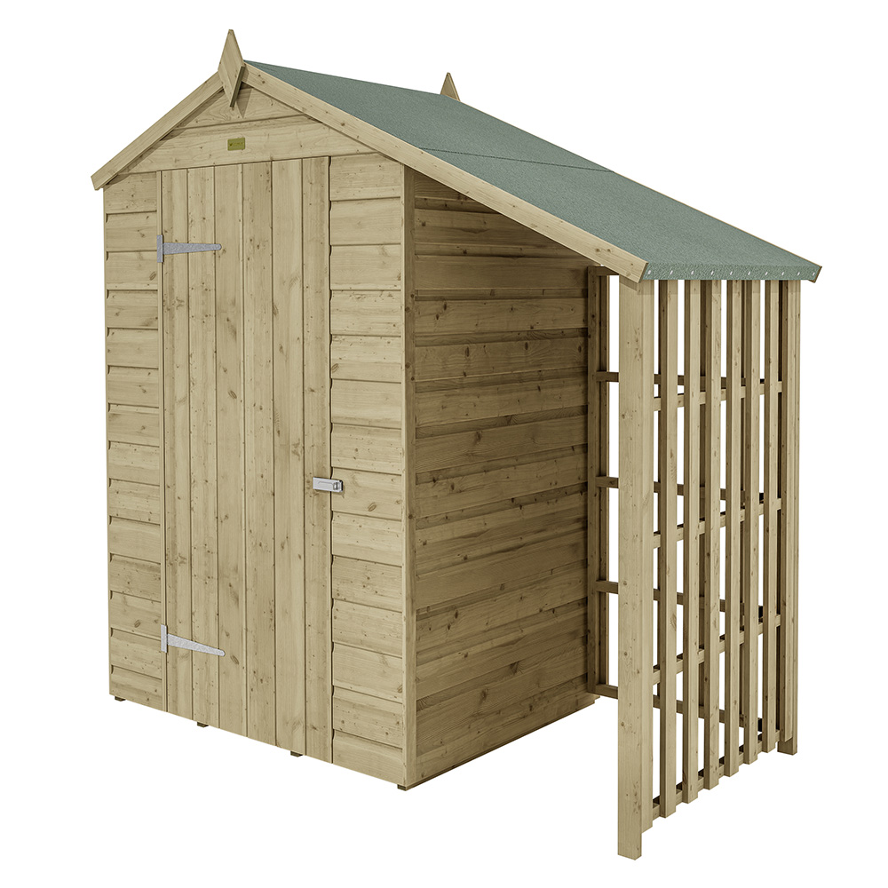 Rowlinson Oxford 4 x 3ft Pressure Treated Shiplap Shed with Lean To Image 1