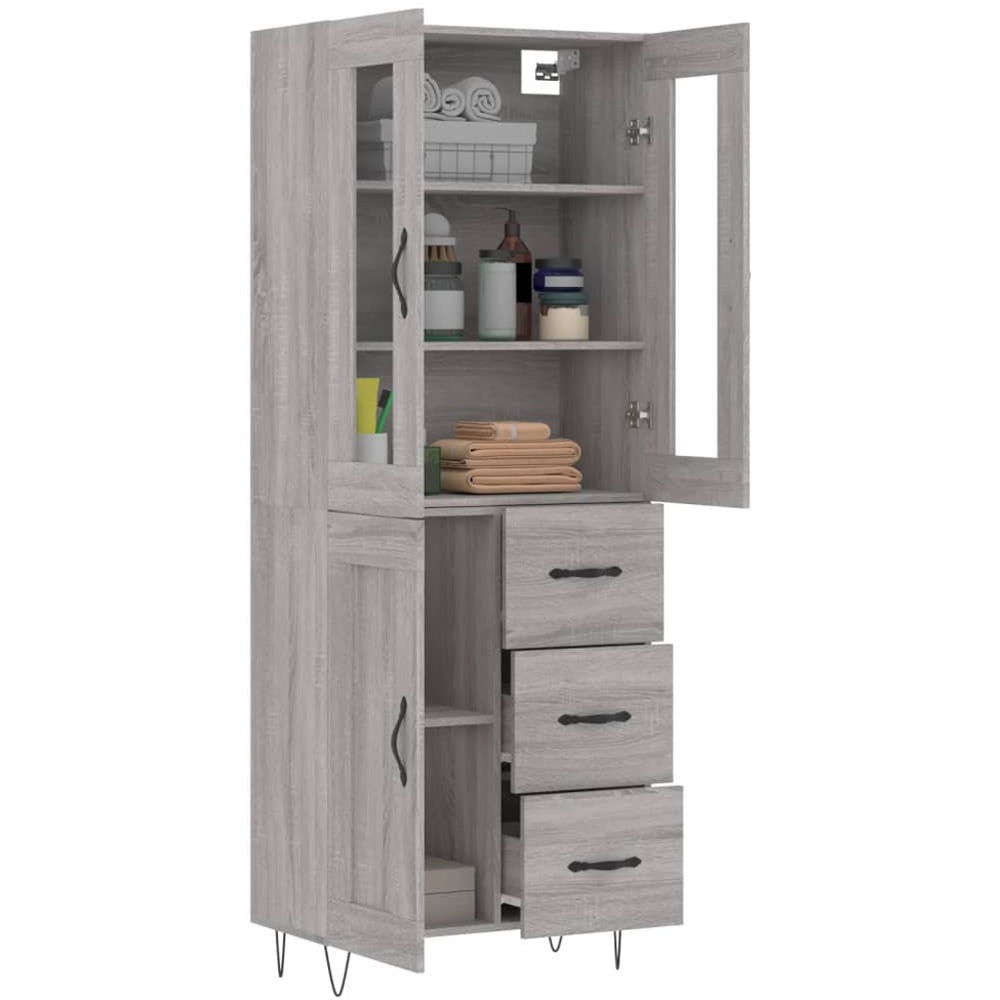 vidaXL 3 Door 3 Drawer Grey Sonoma Highboard Image 3
