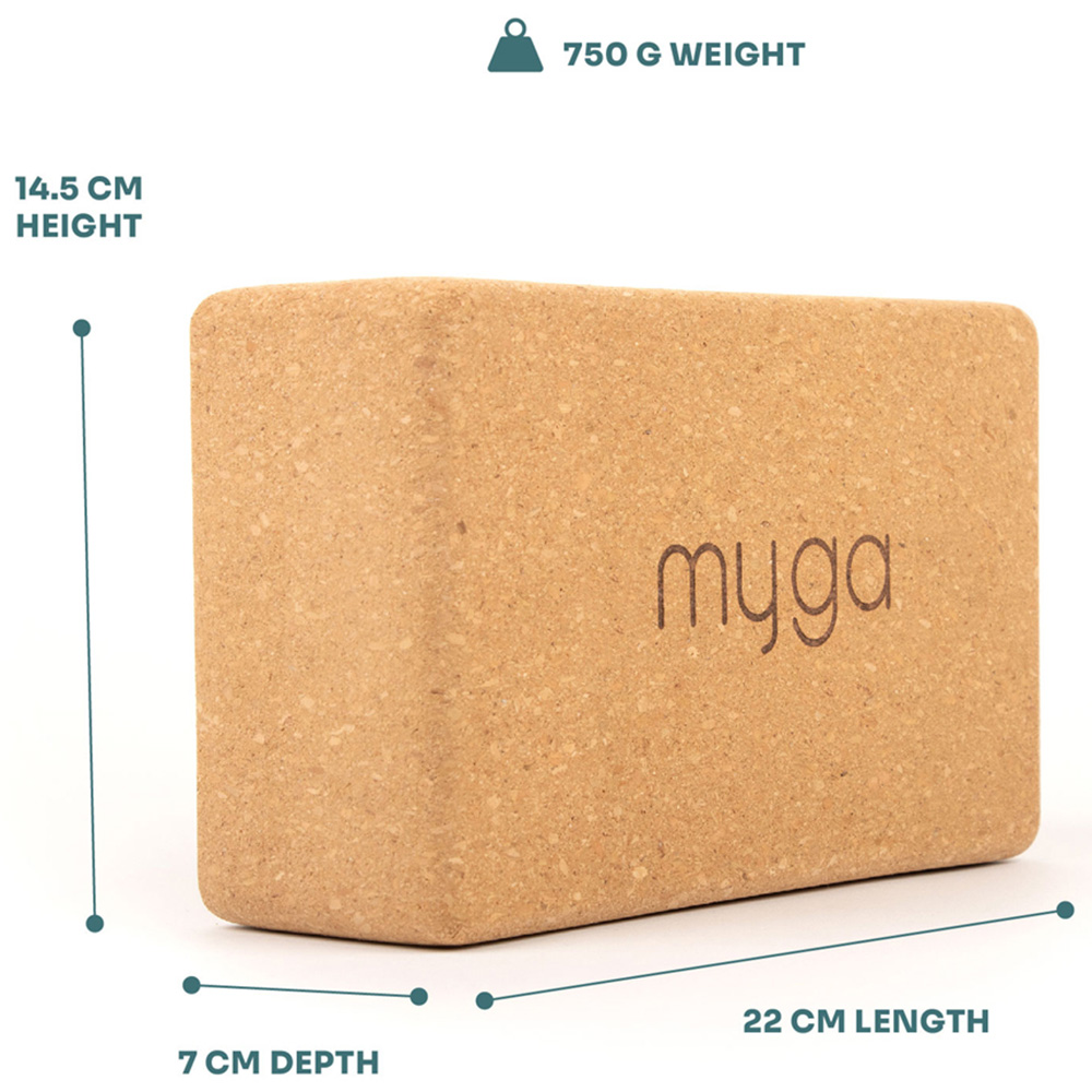 Myga Turquoise Cork Yoga Mat with 2 Cork Blocks and Strap Image 3