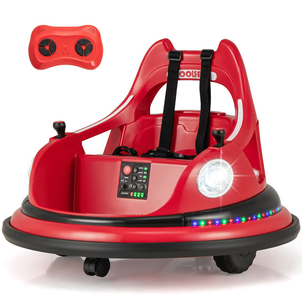 Costway Kids Red Ride On Bumper Car with Dual Joysticks and 5 Light Effects 12V Image 3
