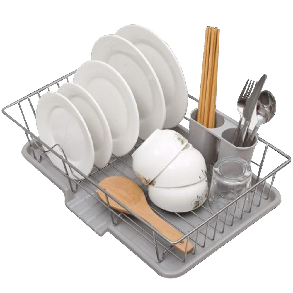 Living And Home WH0758 Silver Metal Dish Rack With Removable Tray Image 3