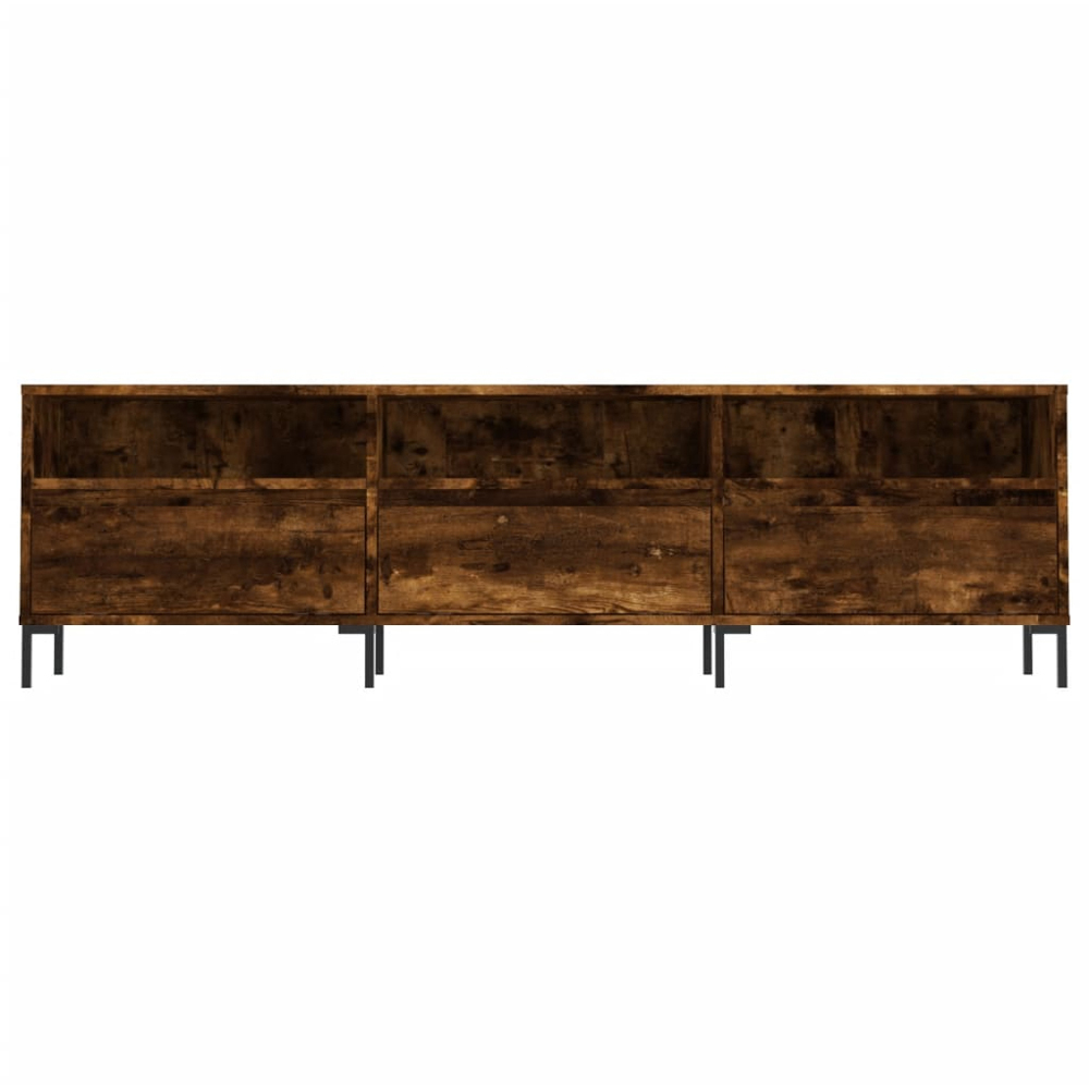 vidaXL 3 Door 3 Shelf Smoked Oak Wide TV Cabinet Image 5