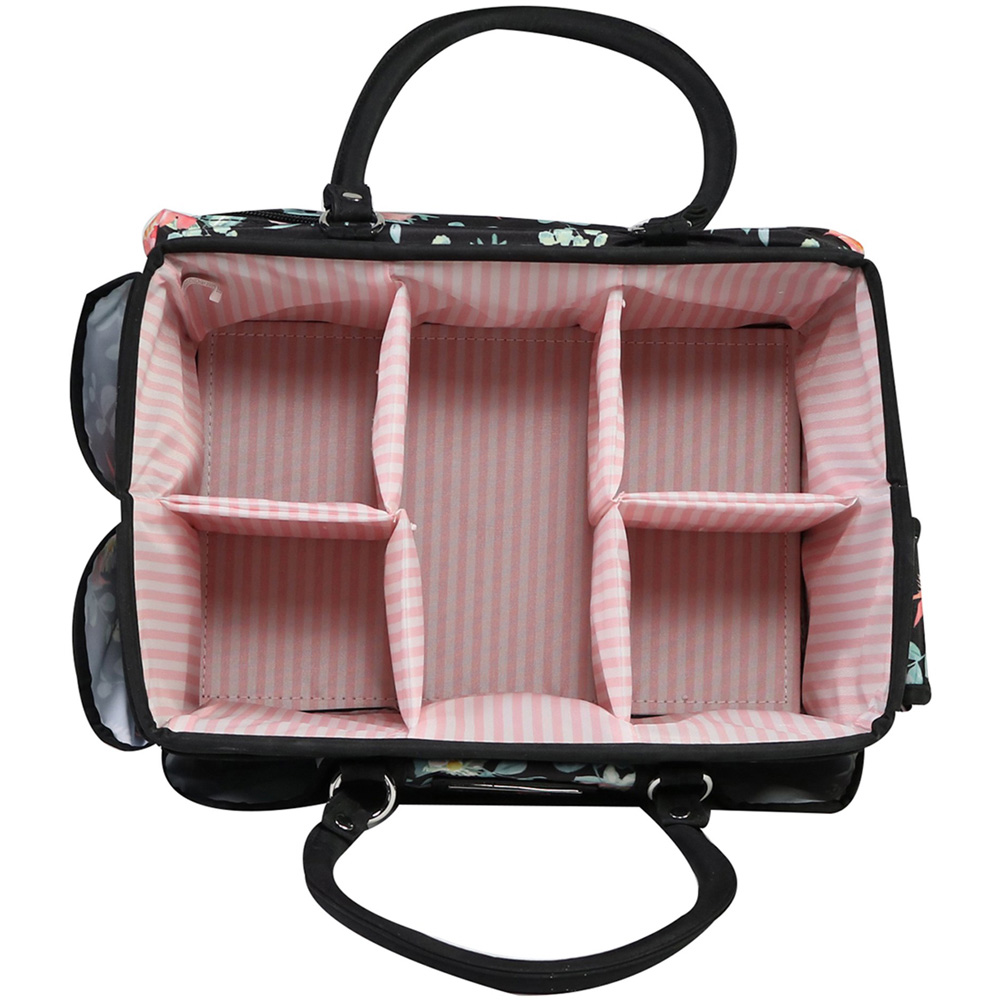 Everything Mary EVM12619-5 Black Floral Deluxe Tote Caddy 30.4 x 21.6 x 19cm Image 3