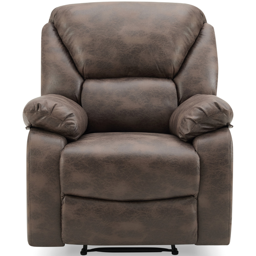 Home Detail Enoch Single Seater Brown Faux Leather Manual Recliner Sofa Image 3