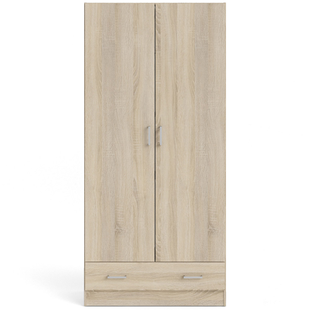 Florence Space Single Drawer 2 Door Oak Wardrobe Image 3