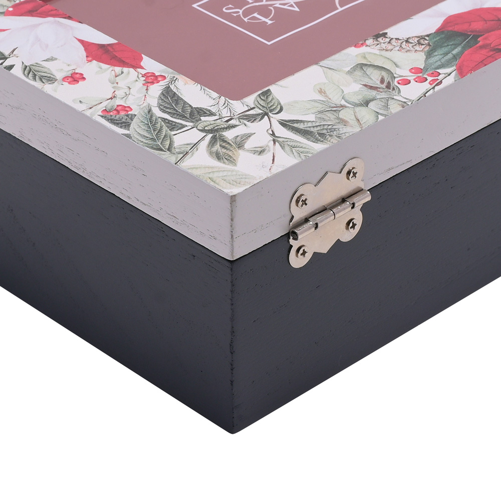 The Christmas Gift Co Poinsettia Storage Box with Photo Aperture Image 4