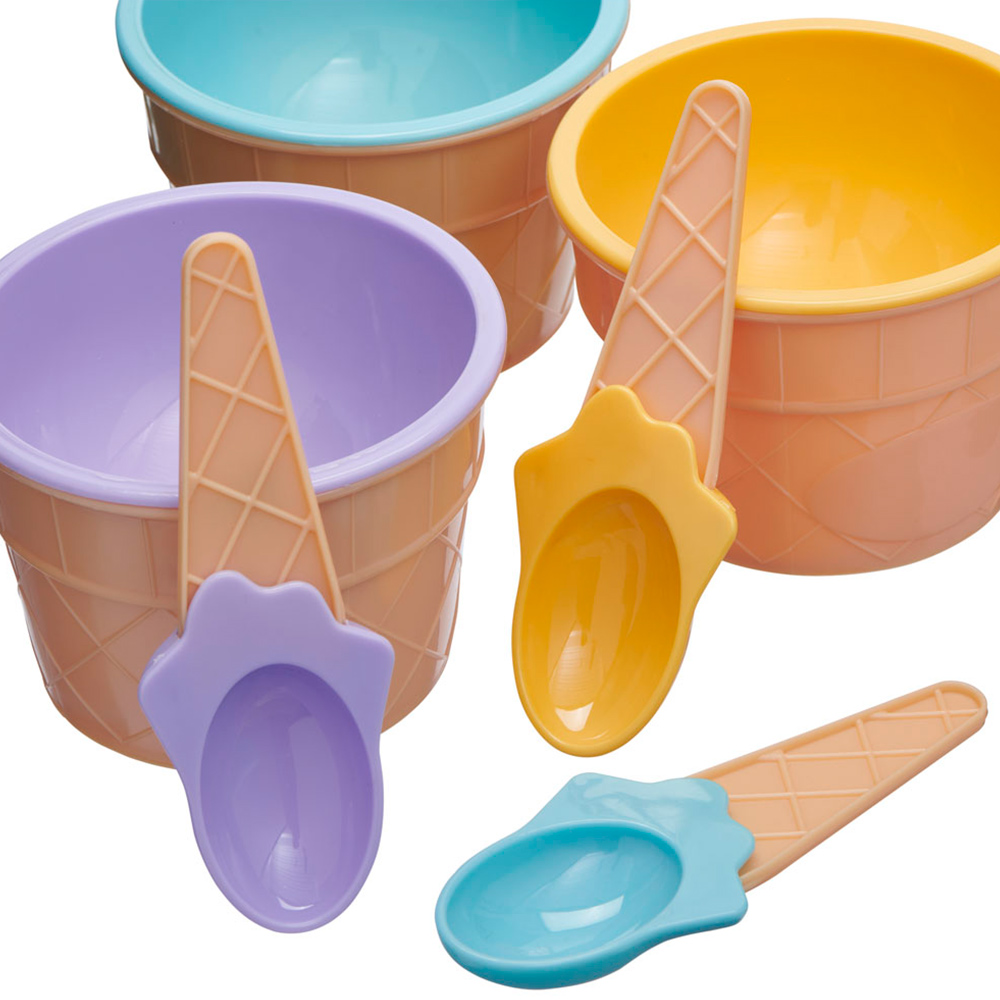 Wilko 3 Piece Summer Ice Cream Bowls and Spoons Set Image 2
