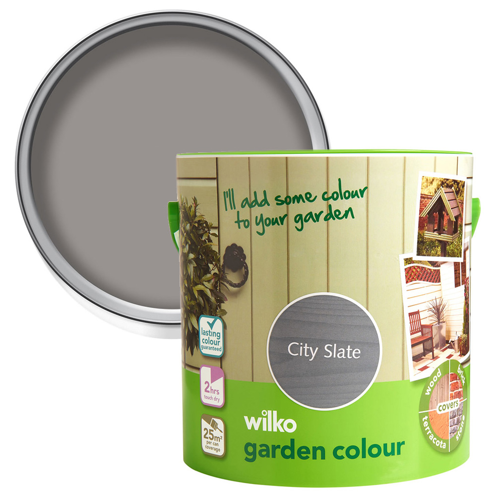 Wilko Garden Colour City Slate Wood Paint 2.5L Image 1